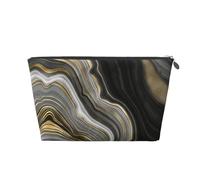 Pierre précieuse d'agate Noire et dorée Moderne, Trousse de Toilette Trousse de Maquillage Sac à cosmétiques Trousse de Toilette de Voyage Portable