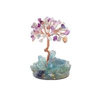 Pierre précieuse naturelle 7 chakras, 1 pièce, cristal de guérison, arbre, maison, bureau, salon, décoration Feng Shui, décoration de maison(Rainbow-fluorite)