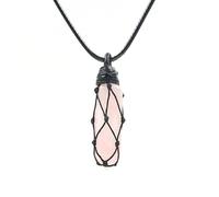 Pierre précieuse, Pendule de Cristal, Pendentif Pierre Naturelle Hexagonale pour Radiesthésie, Pendule Chakra Reiki Divination Méditation Wicca (Quartz rose)