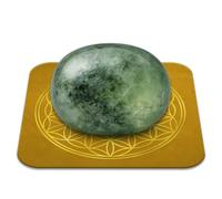 Pierre Préhnite Polie 2-3 cm Qualité Premium | Sérénité, Intuition, Lâcher-prise| Fleur de Vie incluse | Guide Pratique & Méditation Offerts | Cadeau Zen Bien-être | 1 unité