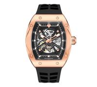 Pierre Richardson Montre de luxe pour homme PR9723 - Squelette automatique, cadre en acier inoxydable, bracelet en silicone, 41 mm, résistant à l'eau 5ATM, verre saphir cristal résistant aux rayures