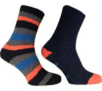 Pierre Roche - Chaussettes pour homme Haute qualité (pack de 2) 1576 (39,5 EU-45,5 EU) (Bleu marine/Orange)