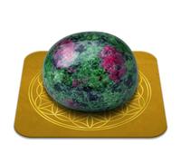 Pierre Rubis Zoïsite Polie 2-3 cm Qualité Premium | Vitalité, Equilibre, Spiritualité | Fleur de Vie incluse | Guide Pratique & Méditation Offerts | Cadeau Zen Bien-être | 1 unité