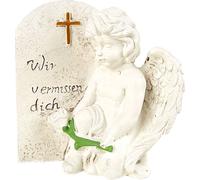 Pierre tombale Ange avec rose Hauteur 21cm Décoration Jardin Statue Bijoux
