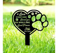 Pierre tombale personnalisée pour Animaux de Compagnie, Personnalisé Tombstone avec Fleurs Silhouette Statue, Plaque funéraire gravée pour Animaux de Compagnie Personnalisable avec Texte d'image