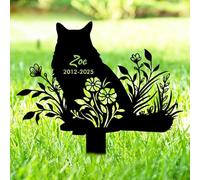 Pierre tombale personnalisée pour Animaux de Compagnie, Personnalisé Tombstone avec Fleurs Silhouette Statue, Plaque funéraire gravée pour Animaux de Compagnie Personnalisable avec Texte d'image