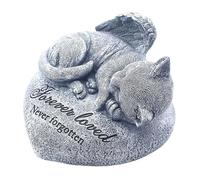 Pierre tombale pour Chat - Statue commémorative d'ange endormi - Décoration de Jardin de Chat étanche - Marqueur funéraire Toujours aimé pour Animal de Compagnie - Pierre commémorative oubliée