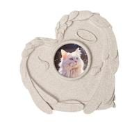 Pierre Tombale pour Chien - Commémorative Animaux - Cœur avec Cadre Photo Intégrable, Souvenir Émouvant pour Décoration de Cimetière