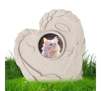 Pierre tombale pour chien - Marquage funéraire pour chat - Marquage de cimetière en forme de cœur avec cadre photo et souvenir pour décoration d'arrière-cour