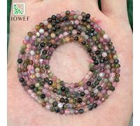 Pierre Tourmaline multicolore à facettes lisses naturelles, fil de 15 pouces pour la fabrication de bijoux, perles d'espacement amples, Bracelet et boucles d'oreilles, 2/3mm