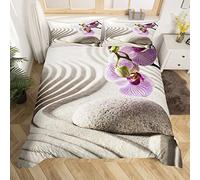 Pierre Zen Housse de Couette Sandy Beach Print Parure de Lit 220x240cm Decor Meditation Parure Housse de Couette Tranquil Nature Ouvrages d'art Nature Theme 3 pièces