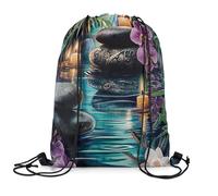 Pierre Zen Sac À Dos Randonnée Sacs À Cordon Unisexe Sac De Natation pour Téléphone Déjeuner PE 36X42Cm