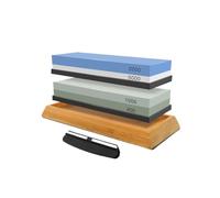 Pierres à aiguiser 2 en 1, affûteur de pierres Double face, pierre, base bambou, guide d'angle(4 in 1 SetE)