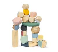 Janod - Pierres à Empiler en Bois - Collection Sweet Cocoon - Jouet d'Eveil et Premier Age Peint à l'Eau - Jouet d'Empilement - Apprentissage Motricité Fine et Concentration - Dès 2 ans, J04401