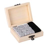 Pierres à Whisky Réutilisables 9 pièces Whiskey Rocks en Granit Glaçons Pierres Whisky Ensemble de Cadeaux Pierres avec Coffret en Bois et Sac en Velours