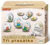 Pierres avec histoire avec autocollants Les Trois Petits Cochons set créatif en boîte 19x16x4cm