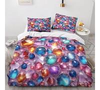 Pierres Colorées Housse de Couette 140x200 Parures de Lit 1 Personne Imprimé 3D Microfibre Douce Art Abstrait Housses Couette avec 2 Taies d'oreiller et Fermeture Éclair i.5714