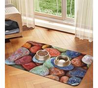 Pierres colorées imprimées,Tapis d'alimentation pour Animaux de Compagnie, Sets de Table en Cuir PU pour Chats et Chiens,40x60cm