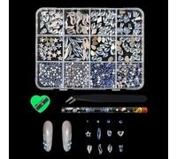 Pierres d ' art en résine multicolores dans 12 compartiments pour décorations d ' ongles créatives, rangement facile, diamants Unguis moulés irréguliers