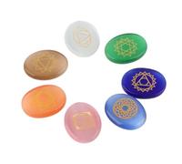 Pierres de Chakra de Guérison Naturelles pour la Thérapie par les Cristaux, Ensemble de 7 Pierres Précieuses de Cristaux de Guérison Reiki Naturels avec Symbole de Chakra Gravé