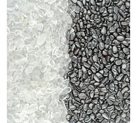 Pierres de charge de qualité supérieure en cristal de roche et en hématite - Mini pierres polies de 400 g (200 g chacune) - Pierres de 6-9 mm