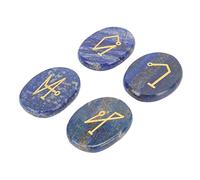 Pierres de palmier gravées polies rondes et portables pour méditation Reiki (or bleu)
