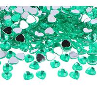 Pierres décoratives acryliques en forme de cœur vert 10 x 10 mm.