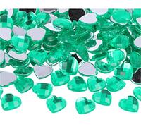 Pierres décoratives acryliques en forme de cœur vert 14 x 14 mm. 500 unités environ.