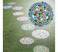 Pierres décoratives rondes multicolores for allées extérieures, pavés décoratifs écologiques en résine(Blue,3PCS)