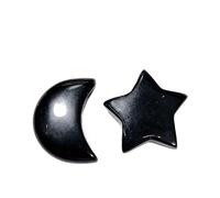 Pierres en cristal naturel croissant de lune et étoile - Breloques en pierre précieuse polie pour travaux manuels, assortiment multicolore, sans trous (obsidienne)