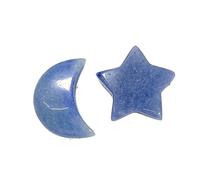 Pierres en cristal naturel croissant de lune et étoile - Breloques en pierre précieuse polie pour travaux manuels, assortiment multicolore, sans trous (aventurine bleue)