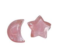 Pierres en cristal naturel croissant de lune et étoile - Breloques en pierre précieuse polie pour travaux manuels, assortiment multicolore, sans trous (rouge pastèque)