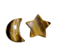 Pierres en cristal naturel croissant de lune et étoile - Breloques en pierre précieuse polie pour travaux manuels, assortiment multicolore, sans trous (œil de tigre)