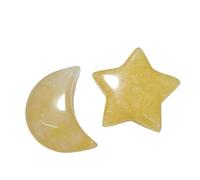 Pierres en cristal naturel croissant de lune et étoile - Breloques en pierre précieuse polies pour travaux manuels, assortiment multicolore, sans trou (aventurine bleue) (jade jaune)