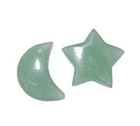Pierres en cristal naturel croissant de lune et étoile - Breloques en pierres précieuses polies pour travaux manuels, assortiment multicolore, sans trou (aventurine bleue) (aventurine verte)