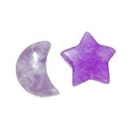 Pierres en cristal naturel croissant de lune et étoile - Breloques en pierres précieuses polies pour travaux manuels, assortiment multicolore, sans trou (aventurine bleue) (Lépidolite)