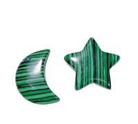 Pierres en cristal naturel croissant de lune et étoile - Breloques en pierres précieuses polies pour travaux manuels, assortiment multicolore, sans trou (aventurine bleue) (paon)