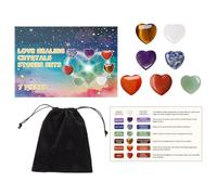 Pierres en forme de cœur - 7 pierres polies avec sac en velours - Décoration de la maison - Pierre précieuse décorative pour méditation, maison, bureau, vitrine