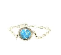 Bracelet d'apatite brute bleu néon, modèle Medallion, 25 mm