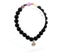 Pierres et Minéraux. Bracelet Auralite du Canada + Perles Onyx noir mat 8 mm. Fabriqué en France.