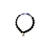 Pierres et Minéraux. Bracelet Jaspe bleu d'Afrique du Sud + Perles Onyx noir mat 8 mm. Fabriqué en France.