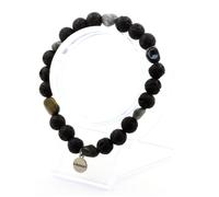 Pierres et Minéraux. Bracelet Oeil de faucon d'Afrique du Sud + Perles Lave 8 mm. Fabriqué en France.