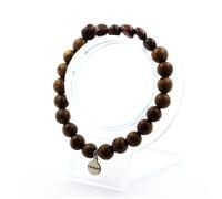 Pierres et Minéraux. Bracelet Oeil de Tigre rouge du Brésil + Perles bois 8 mm. Fabriqué en France.