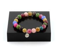 Pierres et Minéraux. Bracelet Perles Tourmaline multicolore 8 mm. Fabriqué en France.