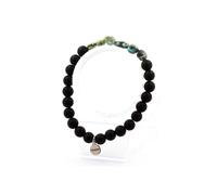 Pierres et Minéraux. Bracelet Turquoise Africaine d' Afrique + Perles Onyx noir mat 8 mm. Fabriqué en France.