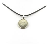 Pierres et Minéraux. Collier pièce Canada 10 cents - Élisabeth II Cordon noir.