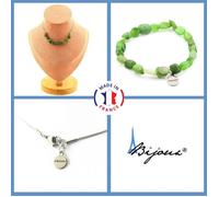 Pierres et Minéraux. Parure bijoux Bracelet Collier 10 perles Jade Nephrite de Sibérie Taille personnalisable.