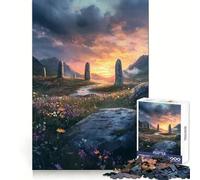 Pierres levées au Coucher du Soleil Puzzle de 1000 pièces pour Adultes Jeu Intelligent Anti-Stress Modèle à Assembler Surprise de Noël 50x75cm