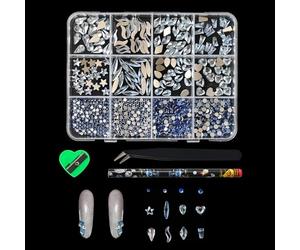 Pierres multicolores en résine pour ongles en 12 compartiments pour un rangement facile et un design créatif pour décorations d'ongles en résine Unguis Art Perles