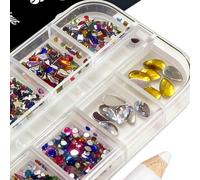 Pierres précieuses et strass pour ongles - Breloques et pierres précieuses pour ongles, outils de manucure multi-formes colorés 3D, pour filles, femmes, adolescents, salon, fête à la maison, vacances,